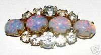 EXQUISITE VINTAGE BROOCH OPALESCENT FAUX OPAL/DIAMONTE