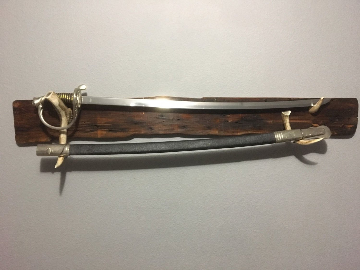 Deer Antler ,Barnwood, whitetail,rustic,antlers,decor Civil War Sword Rep ,cabin
