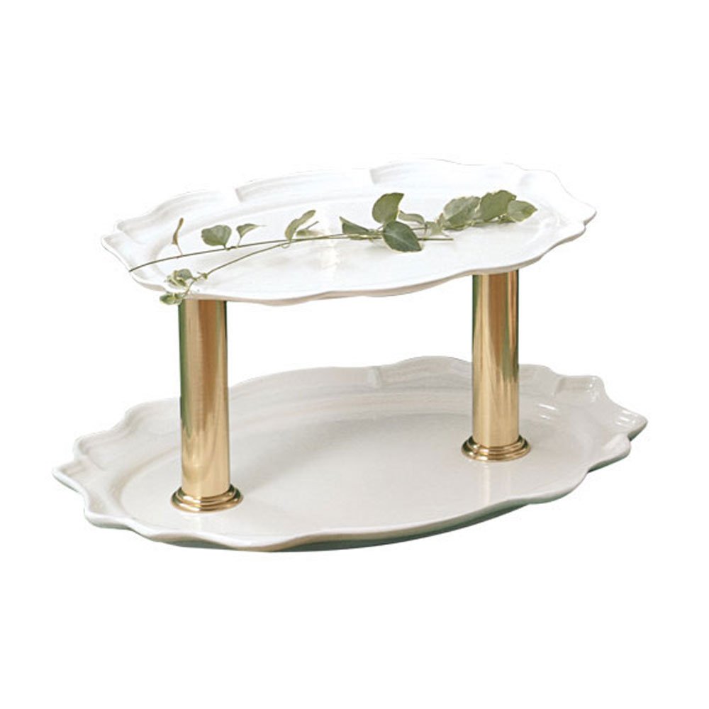 24 x 19 x 10 inch Two Tier Oval Stand Sandstone Ivory Speckled