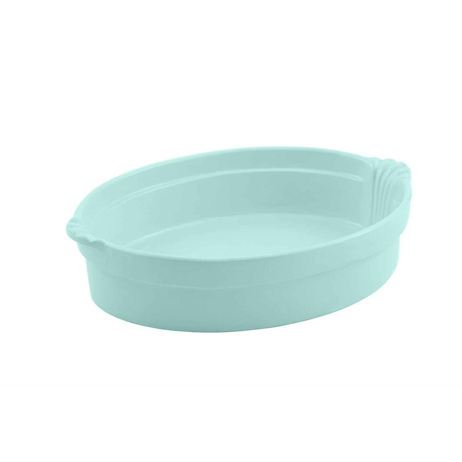 3 Qt. 9 3/8 x 13 1/2 x 3 inch Shell Casserole Sandstone Calypso Green