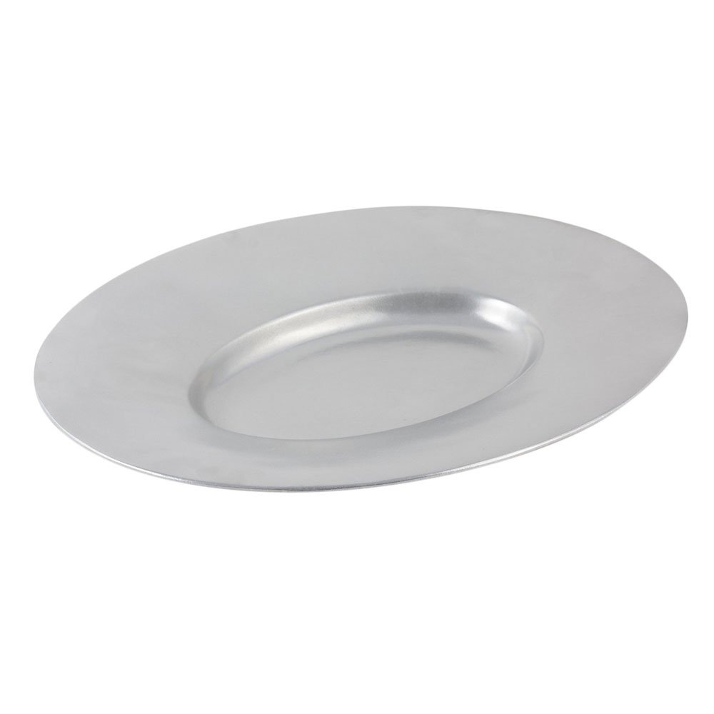 19 1/2 x 15 3/4 inch Wide Rim Platter Sandstone Ivory Speckled