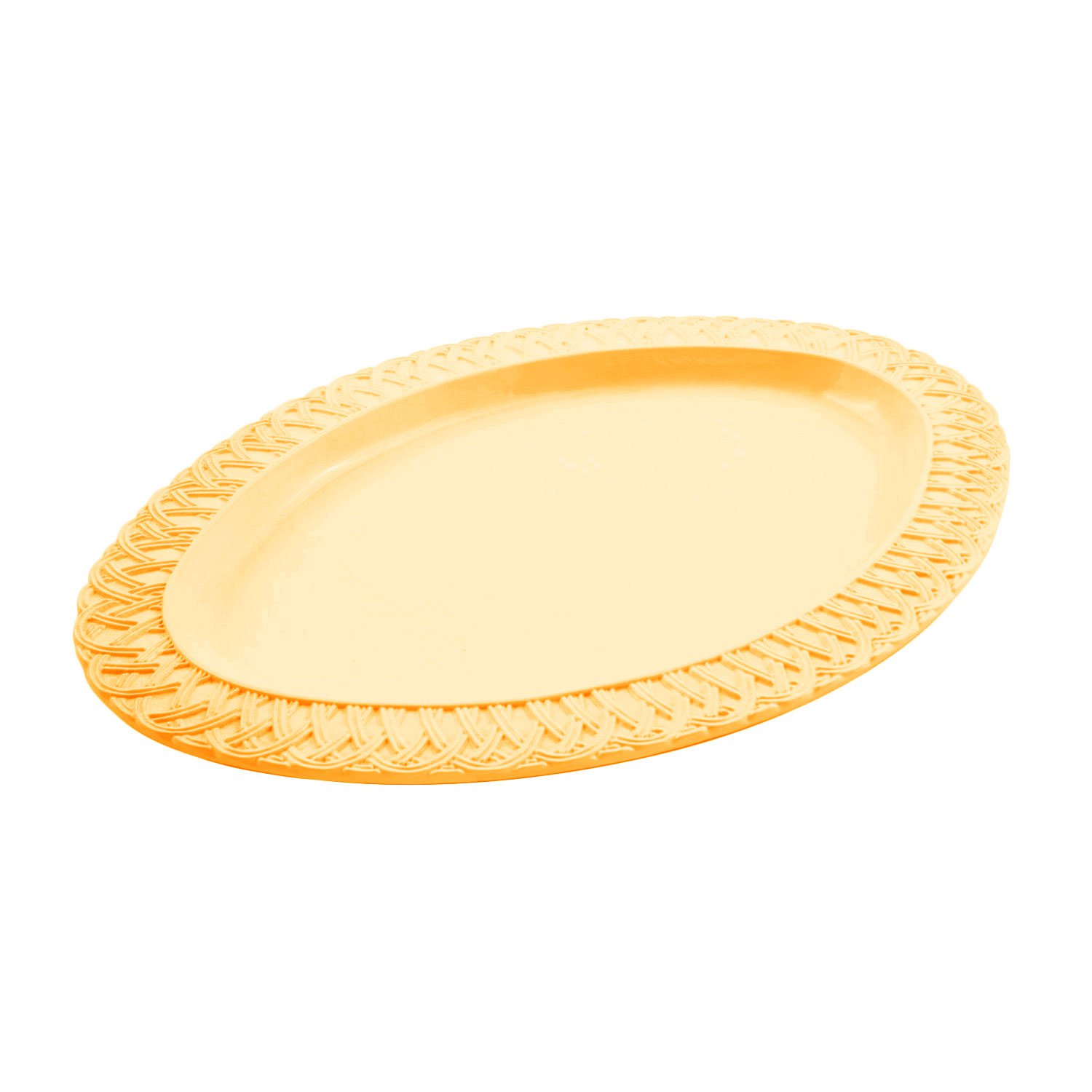 14 1/4 x 20 1/4 inch Trellis Oval Platter Sandstone Harvest Gold