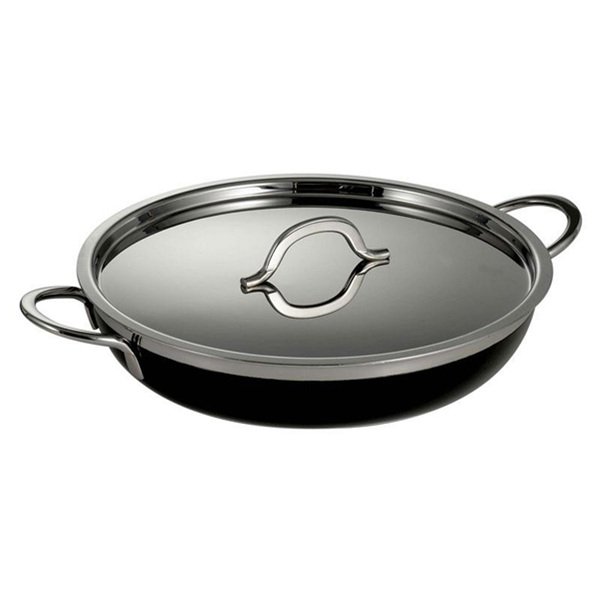 11 3/4 dia. x 2 3/8 H inch Classic Saute Pan / Skillet with Cover and Double Handle Black