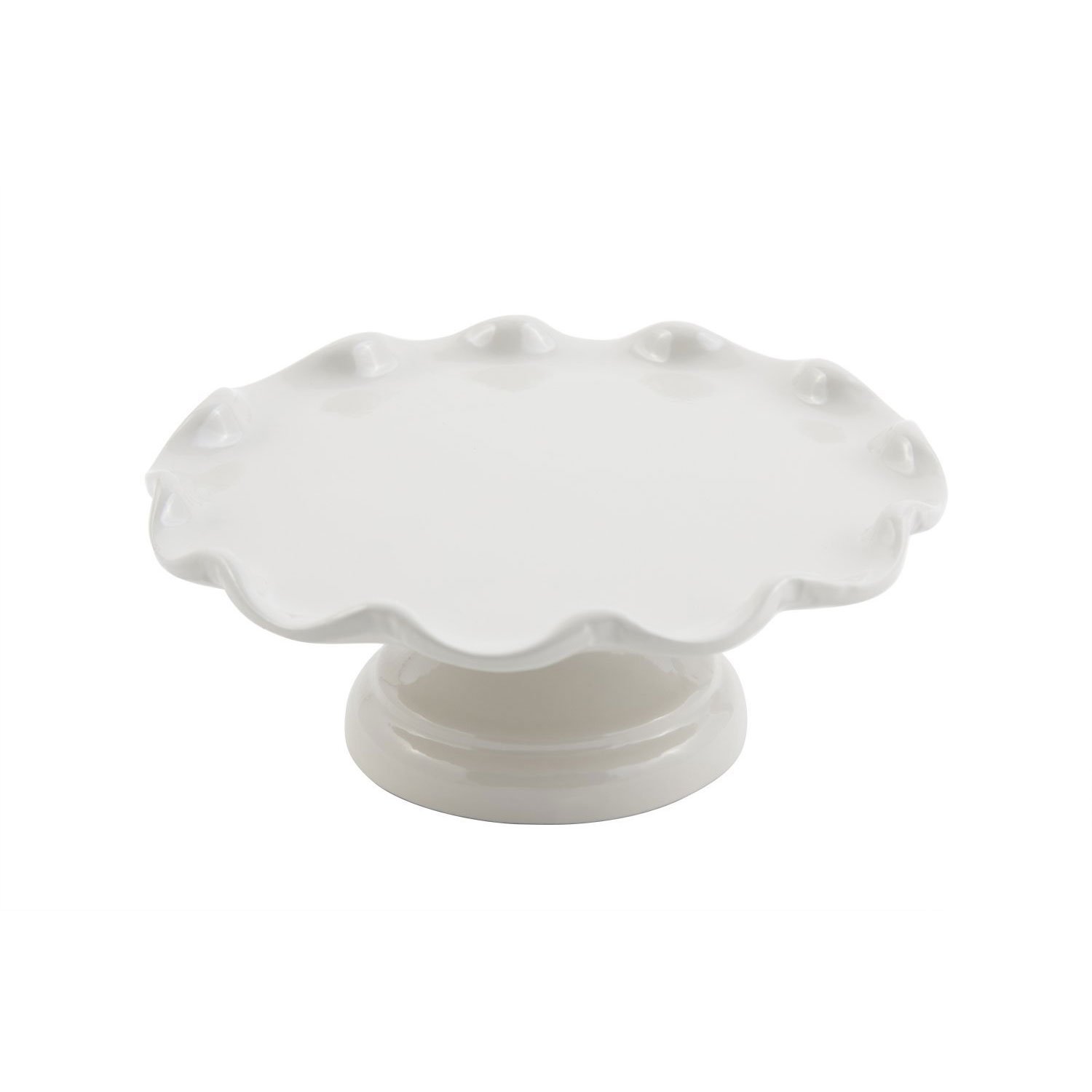 13 1/2 dia. x 4 inch Scalloped Cake Stand with Pedestal Sandstone White