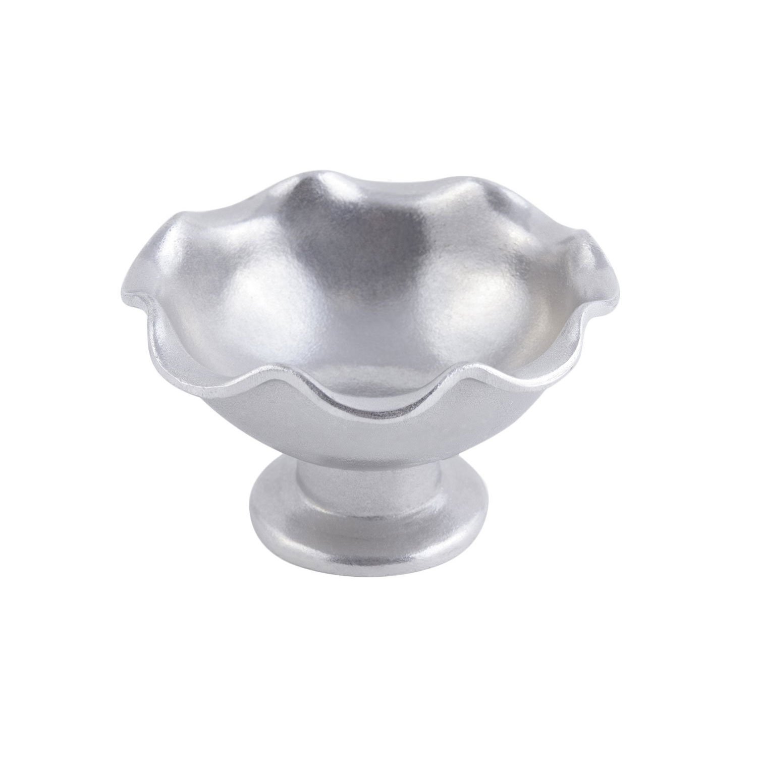 6 dia. x 3 3/8 inch Scalloped Pedestal Bowl Pewter Glo