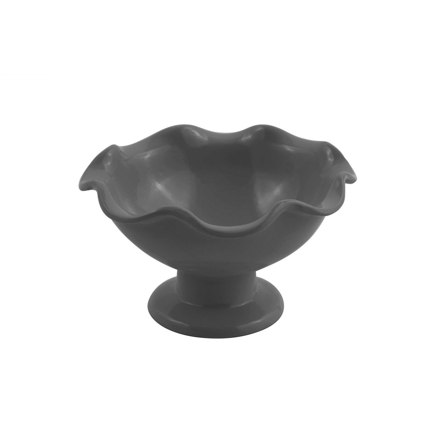 6 dia. x 3 3/8 inch Scalloped Pedestal Bowl Sandstone Black Speckled
