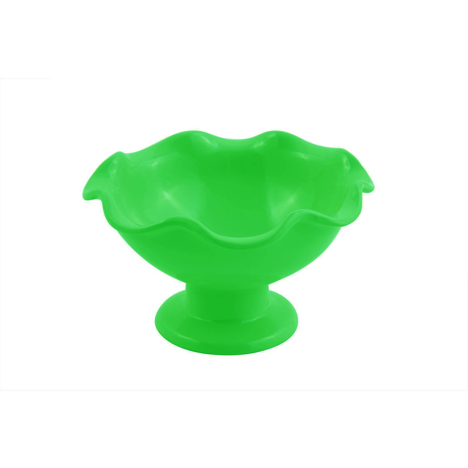 6 dia. x 3 3/8 inch Scalloped Pedestal Bowl Sandstone Calypso Green
