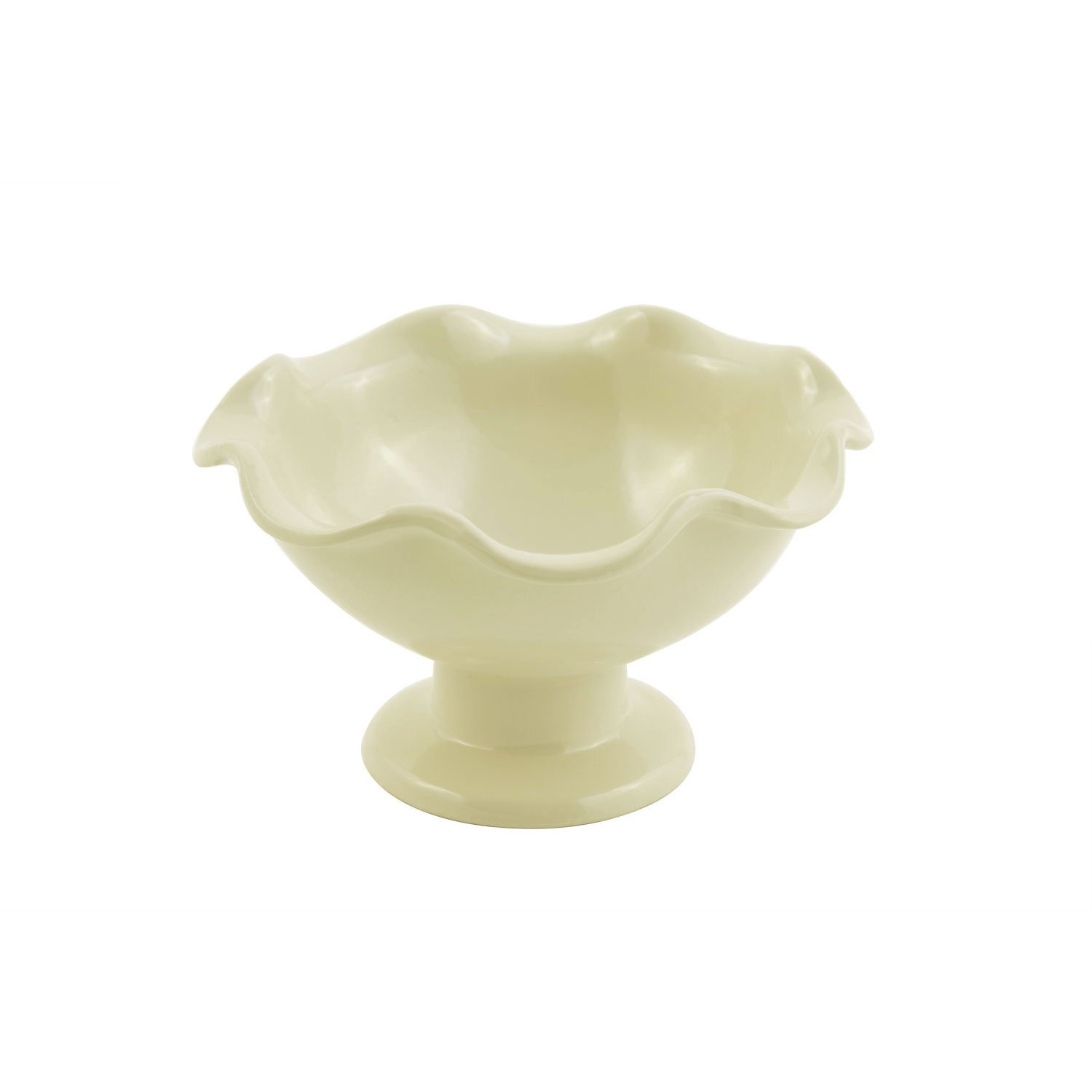 6 dia. x 3 3/8 inch Scalloped Pedestal Bowl Sandstone Ivory