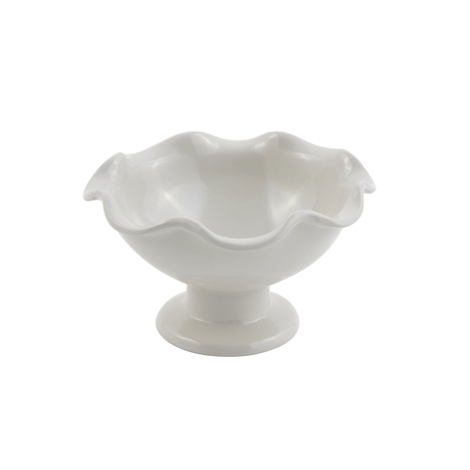 6 dia. x 3 3/8 inch Scalloped Pedestal Bowl Sandstone White