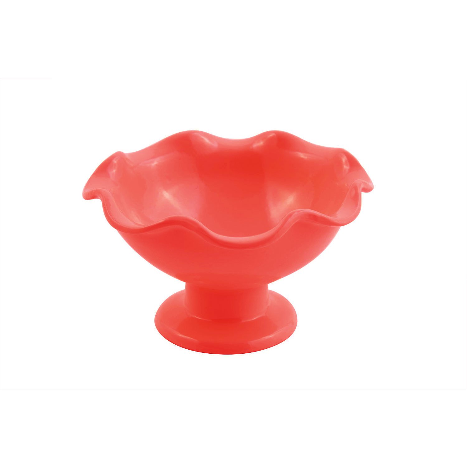 6 dia. x 3 3/8 inch Scalloped Pedestal Bowl Sandstone Red