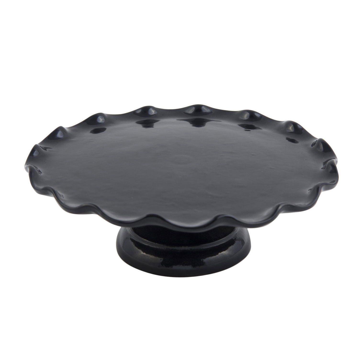 8 dia. x 3 inch Scalloped Cake Stand with Pedestal Sandstone Black