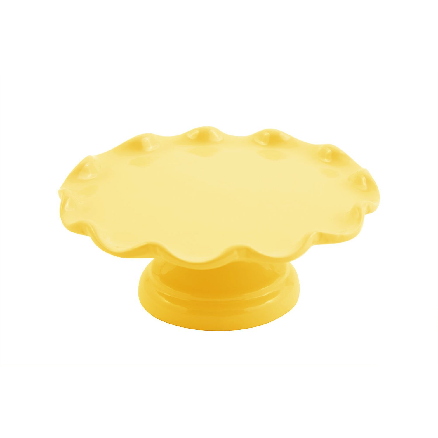 8 dia. x 3 inch Scalloped Cake Stand with Pedestal Sandstone Fiesta Gold
