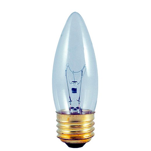40 Watt Incandescent Torpedo B10 Chandelier Bulb Medium Base Clear/Set of 100