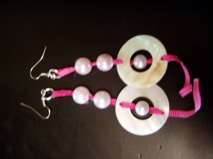 pink ribbon with pearls