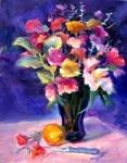 BIG SALE: "Cut Flowers" A Floral Oil Painting by Listed California Artist Impressionism