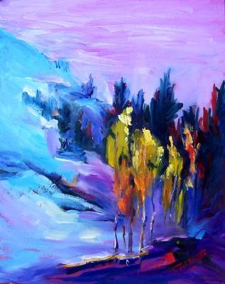 "Aspens Abstracted" Original Fall Landscape by Listed California Artist