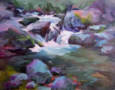 "Brandy Creekside" Original Plein-Air California Landscape Listed Artist Acosta, Impressionism