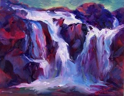 "Upper CrystalCreek Falls" Original Calif Landscape Oil Painting Listed Artist