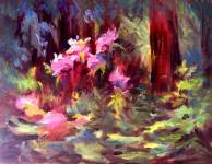 "Forest Flower" Original Calif Landscape Oil Painting Impressionism Listed Artist Acosta