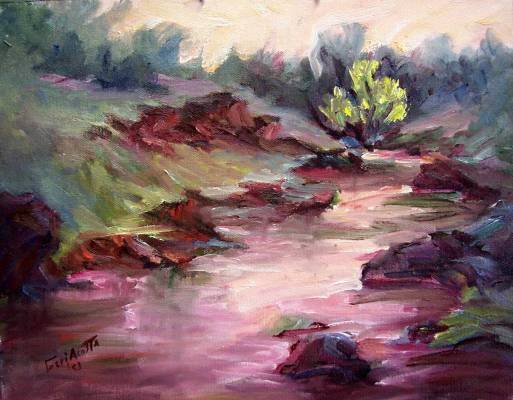 "Dry Creek Tree" Orig oil painting Calif Landscape by listed Acosta artist
