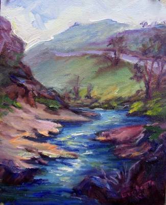 "Road To Dry Creek" Orig landscape pleinair oil painting Acosta colorest