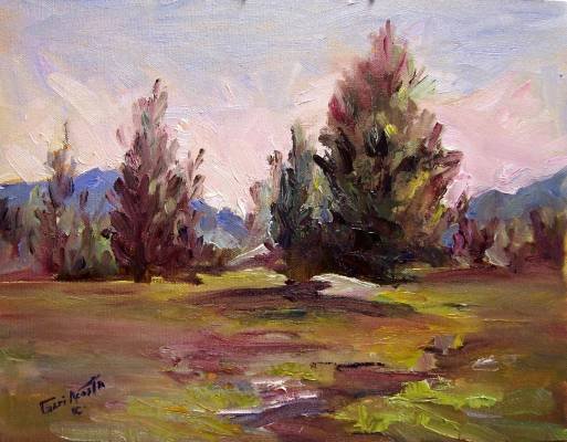 SALE "Landscape Study" Orig landscape oil painting impressionism by listed Acosta artist