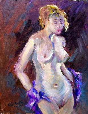 "Disrobing" Orig oil painting Figure study by listed Acosta artist