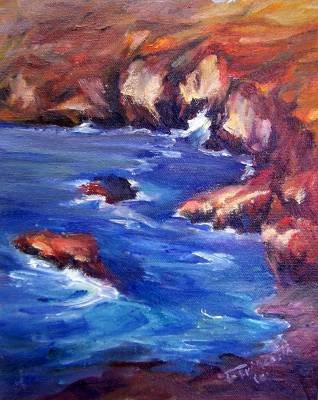 SALE: "Coastal Cliffs" Original Calif landscape oil painting by winning colorest Acosta