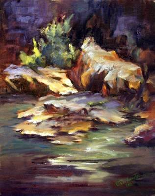"Rock Formations" Original plein-air landscape oil painting listed Acosta artist