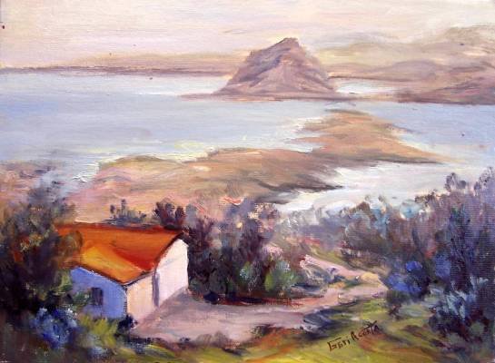 "Overlooking Morro Bay" An orig Calif plein-air seascape by artist Geri Acosta