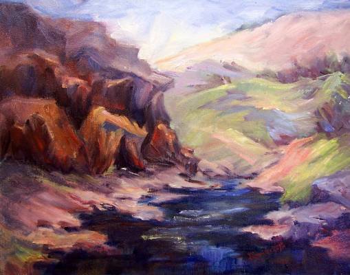 "Deer Creek Fantasy" Original Calif Landscape Oil Painting by winning colorest Geri Acosta