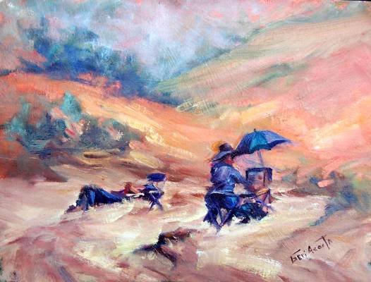 "Artists At Work:" Original Calif Landscape Oil Painting by Geri Acosta