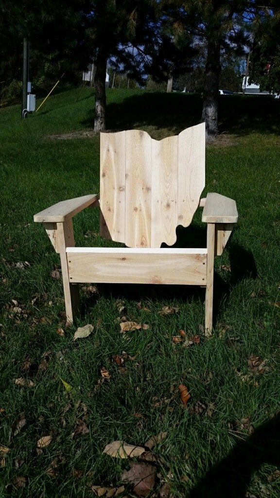 Ohio adirondack chair, Ohio chair, Ohio shape chair, Ohio wood chair