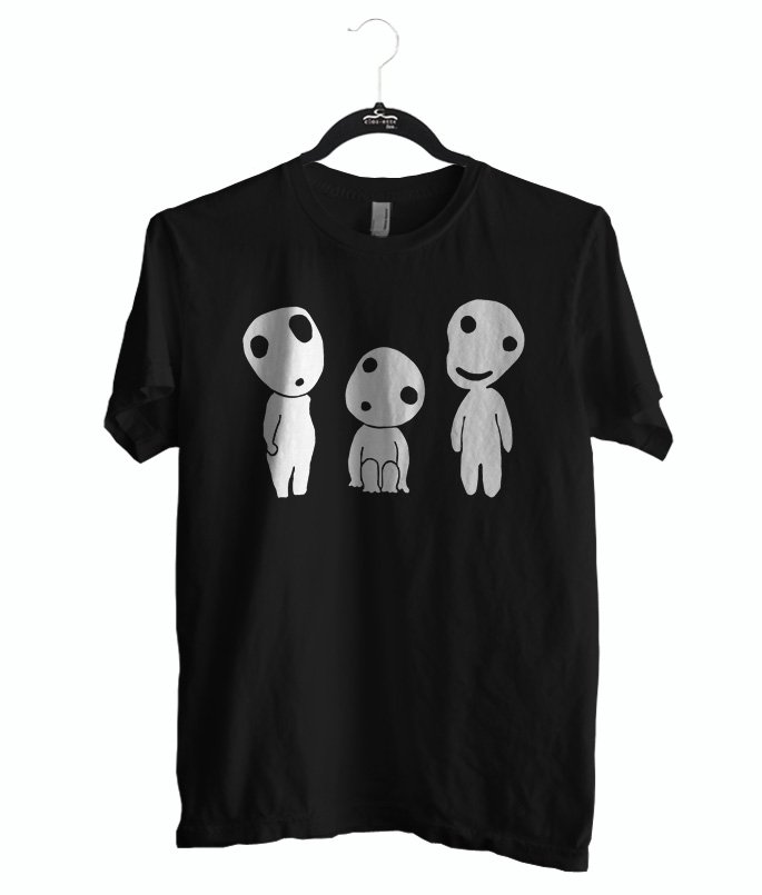 kodama princess mononoke shirt, color black, size S M L XL 2XL Unisex Adult