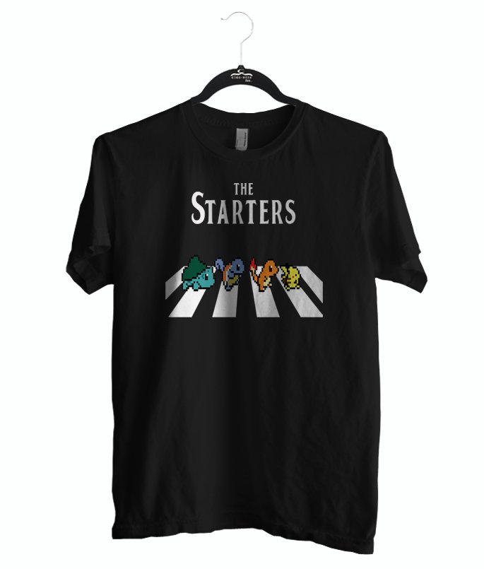 the starters pikachu shirt, color black, size S M L XL 2XL Unisex Adult