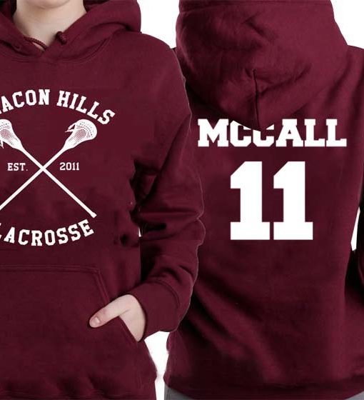 mccall 11 lacrosse beacon hills red maroon Hoodies