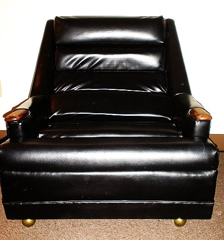 1950's Mid Century Modern Black Leather Lounge Chair