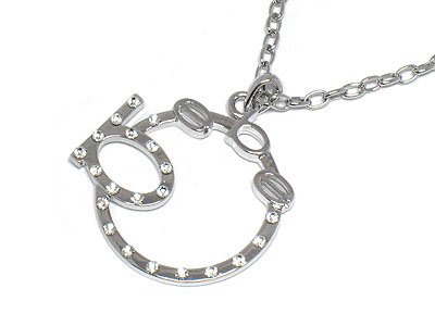 BEBE Crystal circle silver necklace pendant