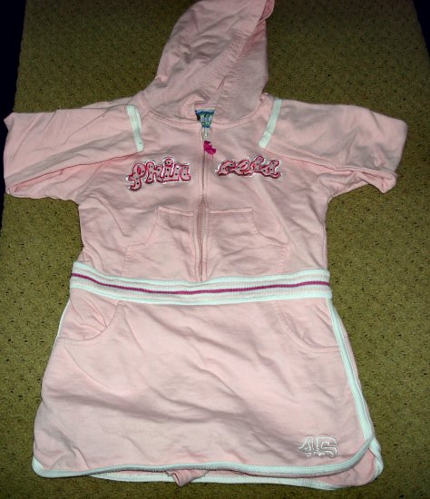 Girls Pink Long Sleeve Hooded Dress 4T