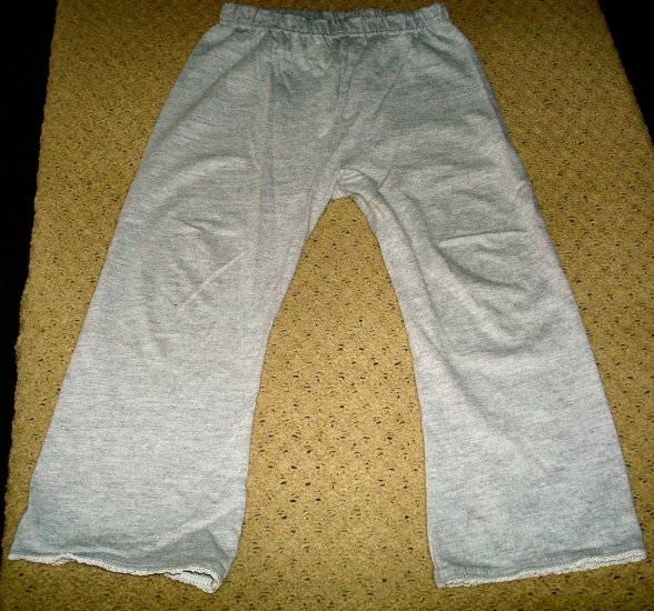 Girls Grey Tights With Lace Edging 3T