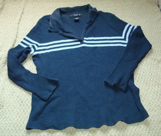 Womens Black Rib Knit Collared Sweater 22 24