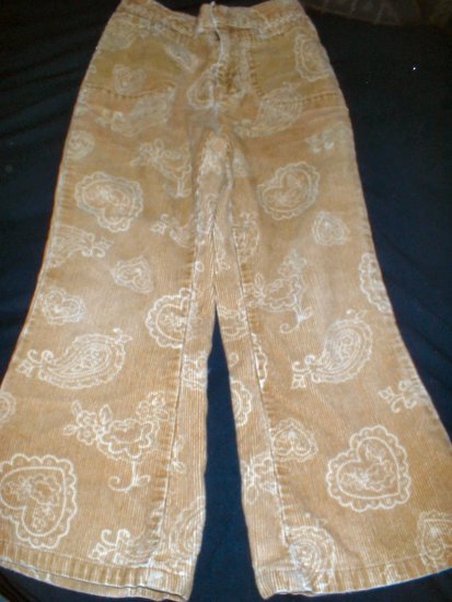 Girls Gold Paisley & Heart Print Corduroy Jeans Size 5