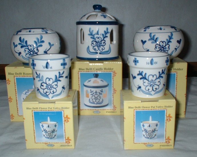 Blue Delft Candle Holder 5 pc Lot CL1