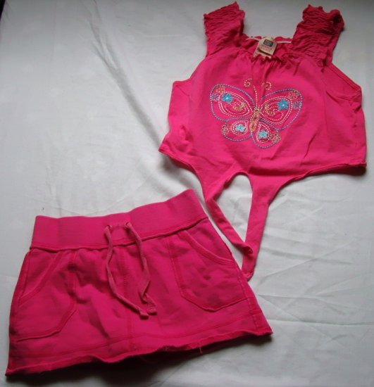 Girls Pink Embroidered Halter and Skirt Size 4