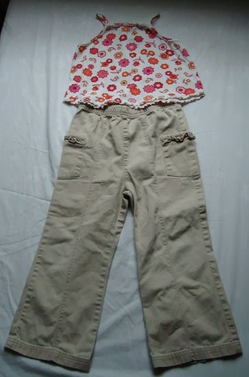 Girls 4T White Tank with Flowers