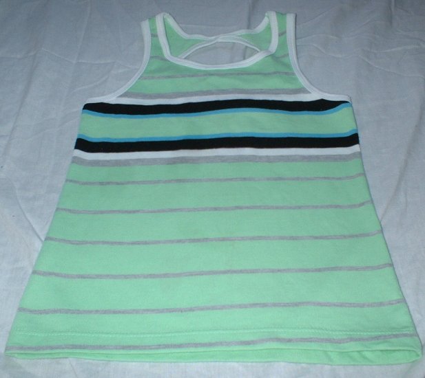 Girls Sea Green Striped Racer-back Tank Size Small 4 5