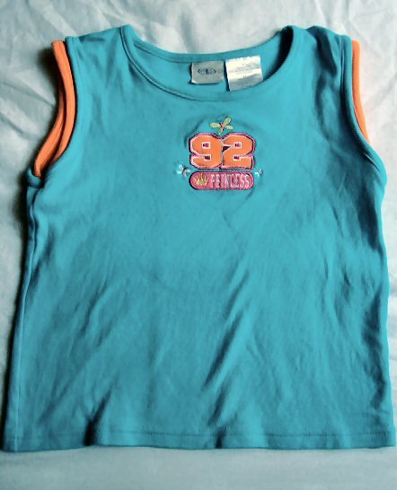 Girls Blue & Orange Embroidered Tank Shirt Size 5T