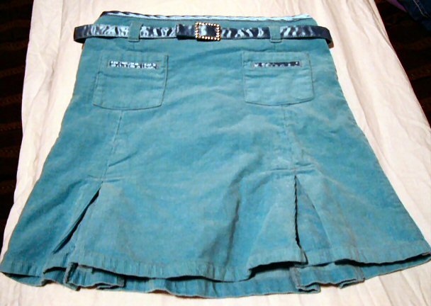 Girls Blue Skirt with Satin Belt Size 6 6X