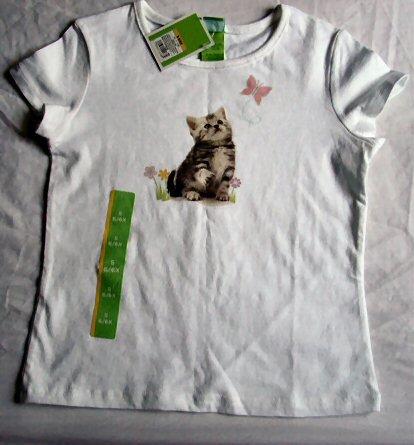 Girls New White Top with Kitten Size 6 6X