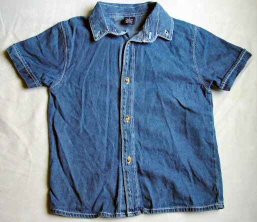 Collared Denim Short Sleeve Shirt Size 5